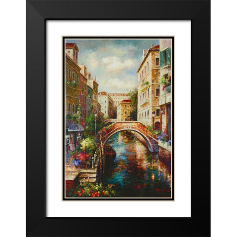 Venice Canal Black Modern Wood Framed Art Print with Double Matting by Lee, James