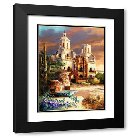 Mission Scene Black Modern Wood Framed Art Print with Double Matting by Lee, James