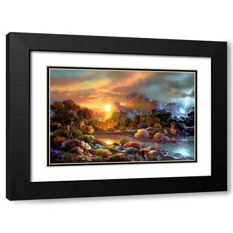 Sunset Creek Black Modern Wood Framed Art Print with Double Matting by Lee, James