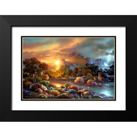 Sunset Creek Black Modern Wood Framed Art Print with Double Matting by Lee, James