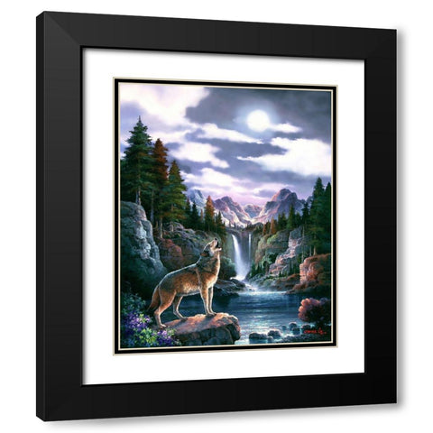 Wolf Moon Black Modern Wood Framed Art Print with Double Matting by Lee, James