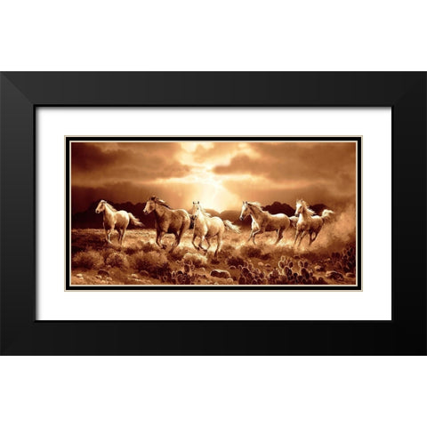 Desert Run Black Modern Wood Framed Art Print with Double Matting by Lee, James