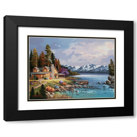Mountain Cabin Black Modern Wood Framed Art Print with Double Matting by Lee, James