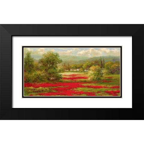 Red Poppy Field  Black Modern Wood Framed Art Print with Double Matting by Hulsey