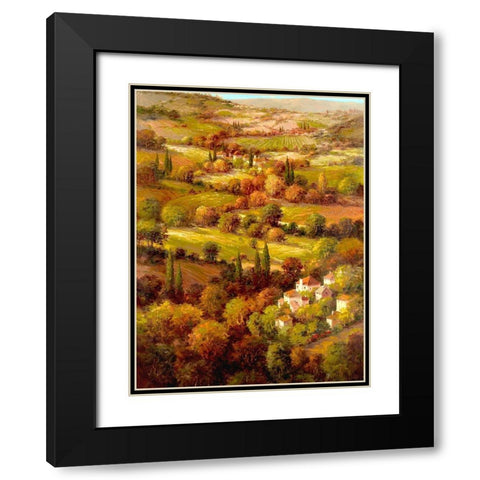 Mediterranean Countryside Black Modern Wood Framed Art Print with Double Matting by Hulsey