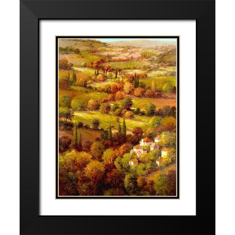 Mediterranean Countryside Black Modern Wood Framed Art Print with Double Matting by Hulsey