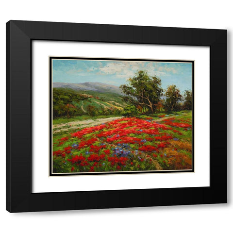 Poppy Hillside Black Modern Wood Framed Art Print with Double Matting by Hulsey