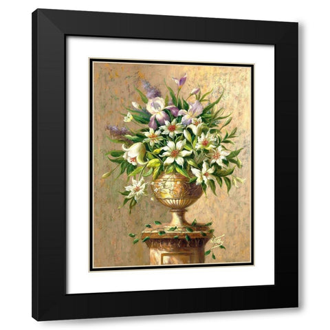 Floral Expressions II Black Modern Wood Framed Art Print with Double Matting by Welby