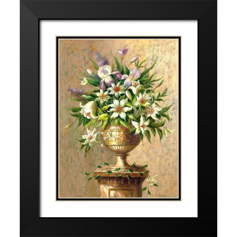 Floral Expressions II Black Modern Wood Framed Art Print with Double Matting by Welby