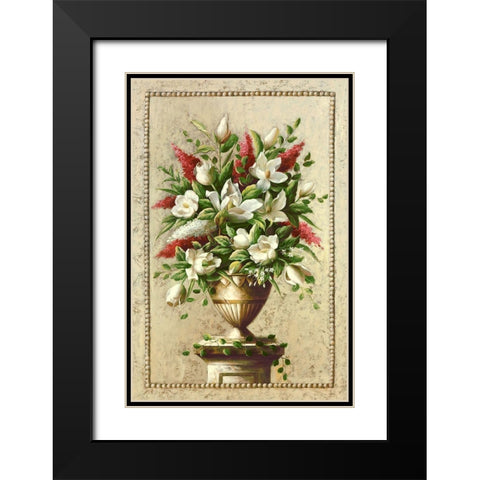 Floral Symphony I Black Modern Wood Framed Art Print with Double Matting by Welby