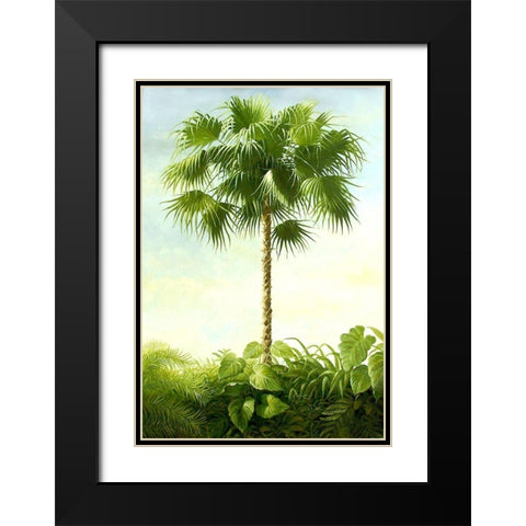 Palm I Black Modern Wood Framed Art Print with Double Matting by Welby