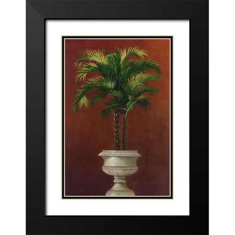 Potted Palm in Red IV Black Modern Wood Framed Art Print with Double Matting by Welby
