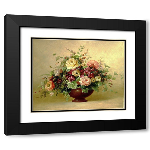 Rose Bouquet I Black Modern Wood Framed Art Print with Double Matting by Welby