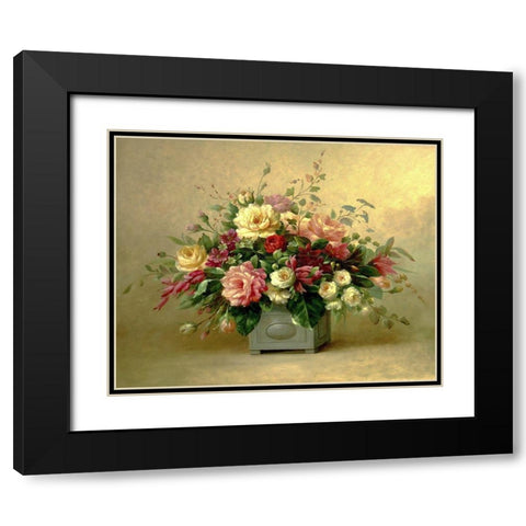 Rose Bouquet II Black Modern Wood Framed Art Print with Double Matting by Welby