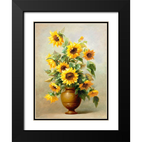 Sunflowers in Bronze II Black Modern Wood Framed Art Print with Double Matting by Welby