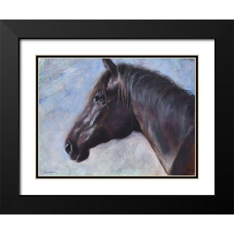 Equine Encounter Black Modern Wood Framed Art Print with Double Matting by Campbell, Robert