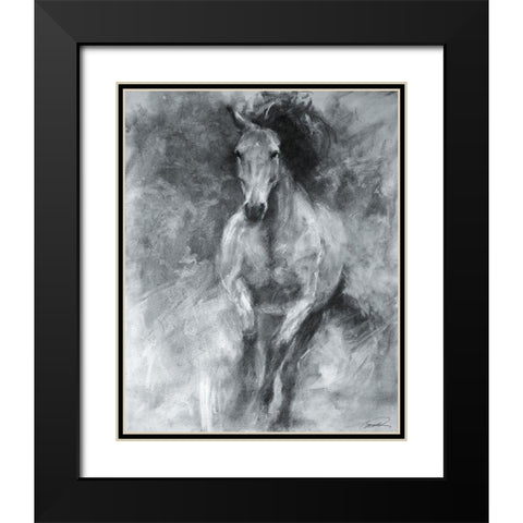 Incoming Equine Black Modern Wood Framed Art Print with Double Matting by Campbell, Robert