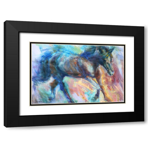 Equine Fiesta Black Modern Wood Framed Art Print with Double Matting by Campbell, Robert