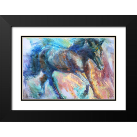 Equine Fiesta Black Modern Wood Framed Art Print with Double Matting by Campbell, Robert