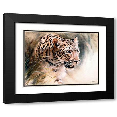 Leopards Lair Black Modern Wood Framed Art Print with Double Matting by Campbell, Robert