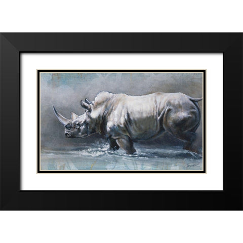 The Pedestrian Rhino Black Modern Wood Framed Art Print with Double Matting by Campbell, Robert