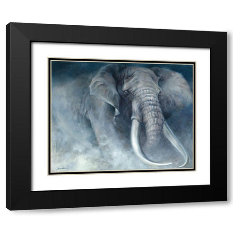 Elephant Ambush Black Modern Wood Framed Art Print with Double Matting by Campbell, Robert
