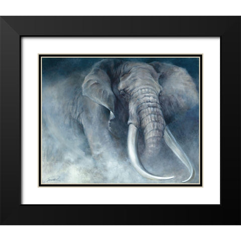 Elephant Ambush Black Modern Wood Framed Art Print with Double Matting by Campbell, Robert