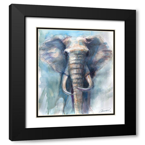 Gentle Giant Elephant Black Modern Wood Framed Art Print with Double Matting by Campbell, Robert