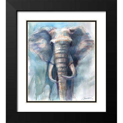 Gentle Giant Elephant Black Modern Wood Framed Art Print with Double Matting by Campbell, Robert
