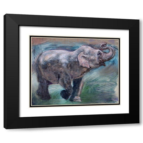 Elephant Jubilee Black Modern Wood Framed Art Print with Double Matting by Campbell, Robert