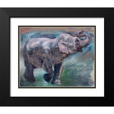 Elephant Jubilee Black Modern Wood Framed Art Print with Double Matting by Campbell, Robert