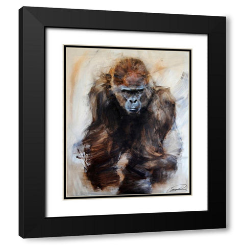 Gorilla Glare Black Modern Wood Framed Art Print with Double Matting by Campbell, Robert