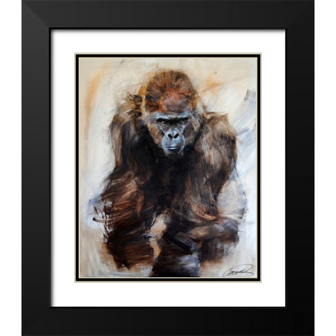 Gorilla Glare Black Modern Wood Framed Art Print with Double Matting by Campbell, Robert