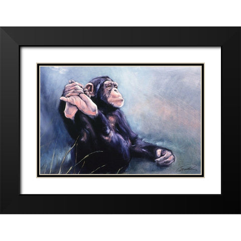 Cest la Vie Chimp Black Modern Wood Framed Art Print with Double Matting by Campbell, Robert