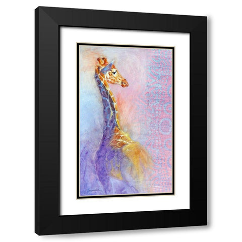 The Lookout Giraffe Black Modern Wood Framed Art Print with Double Matting by Campbell, Robert