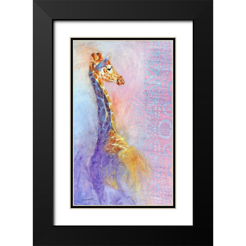 The Lookout Giraffe Black Modern Wood Framed Art Print with Double Matting by Campbell, Robert