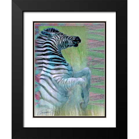 Zebra Zest Black Modern Wood Framed Art Print with Double Matting by Campbell, Robert