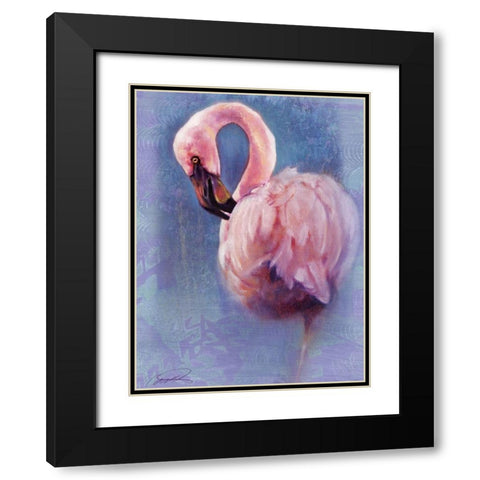 Pretty in Pink Flamingo Black Modern Wood Framed Art Print with Double Matting by Campbell, Robert