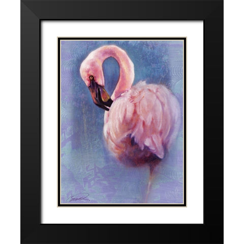 Pretty in Pink Flamingo Black Modern Wood Framed Art Print with Double Matting by Campbell, Robert