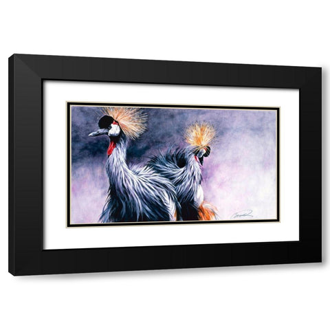 Crowned Cranes Black Modern Wood Framed Art Print with Double Matting by Campbell, Robert
