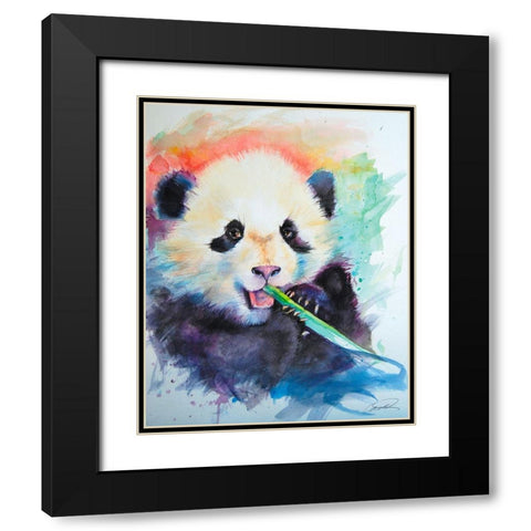 Panda Party Black Modern Wood Framed Art Print with Double Matting by Campbell, Robert