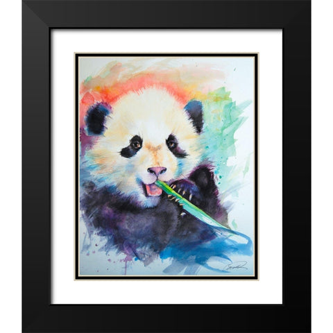 Panda Party Black Modern Wood Framed Art Print with Double Matting by Campbell, Robert