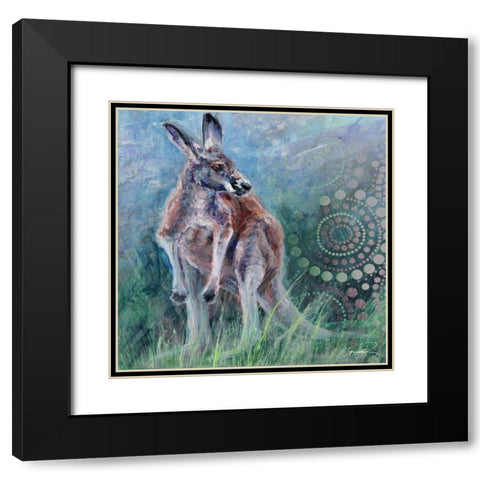 Red Kangaroo Black Modern Wood Framed Art Print with Double Matting by Campbell, Robert
