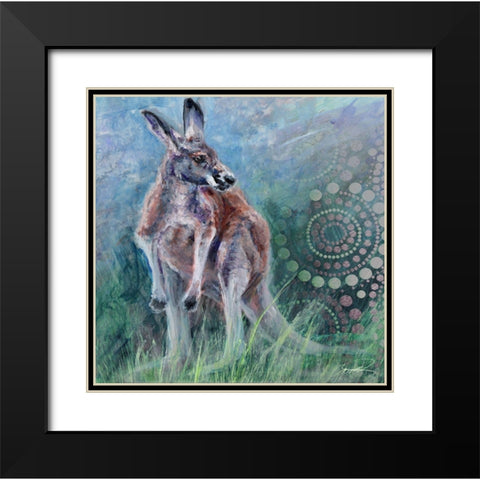 Red Kangaroo Black Modern Wood Framed Art Print with Double Matting by Campbell, Robert