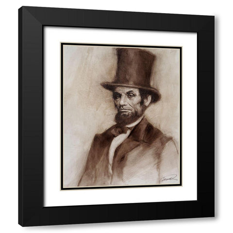 Honest Abe Black Modern Wood Framed Art Print with Double Matting by Campbell, Robert