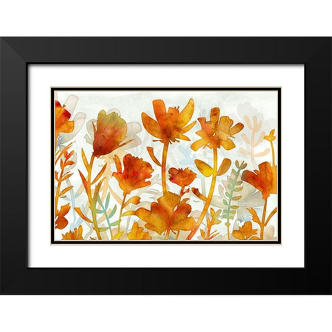 Acapuluca Golden Garden Black Modern Wood Framed Art Print with Double Matting by Naskrent, Delores