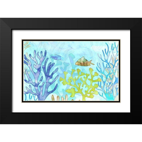 Coral Garden Black Modern Wood Framed Art Print with Double Matting by Naskrent, Delores