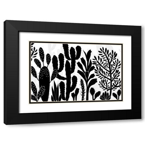 Cactus Farm Black Modern Wood Framed Art Print with Double Matting by Naskrent, Delores