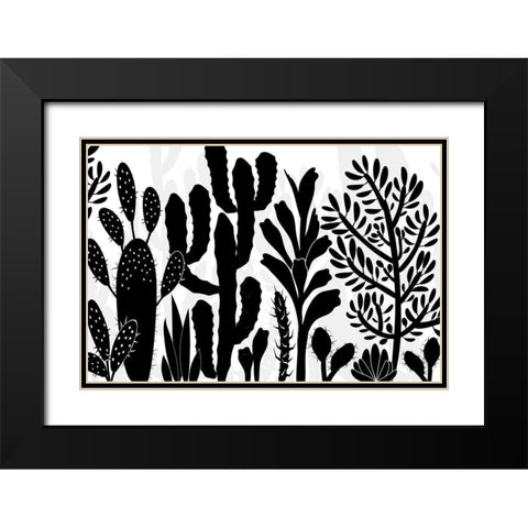 Cactus Farm Black Modern Wood Framed Art Print with Double Matting by Naskrent, Delores