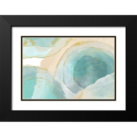 Waikiki Beach Blue Black Modern Wood Framed Art Print with Double Matting by Naskrent, Delores